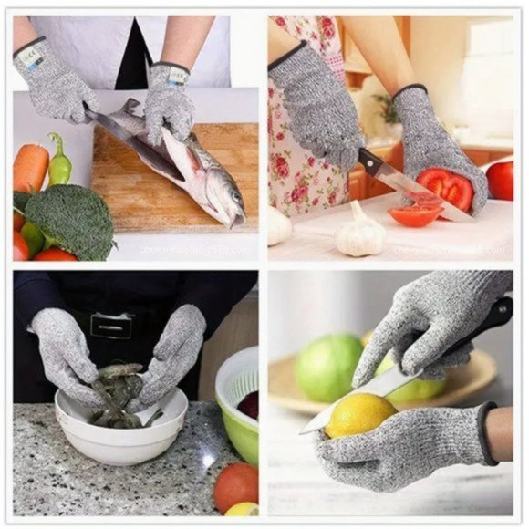 Pair of Cut resistant Gloves Food Grade Level 5 Protection Safety Kitchen Cuts - Picture 9 of 10
